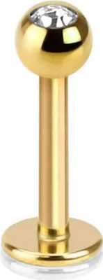 Produktbild von viva-adorno 1,2mm Lippen Piercing Stecker Edelstahl Kristall in verschiedenen Farben Tragus Labretstecker Z367,Gold