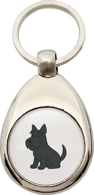 Produktbild von Huuraa Schlüsselanhänger Scottish Terrier Comic Scottie Metall Schlüsselring Einkaufswagenchip Geschenkidee