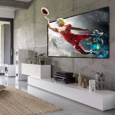Produktbild von Projektionsleinwand für Wandmontage – Bildfläche: 250 Zoll – Bildformat: 16:9 – Weiße Leinwand