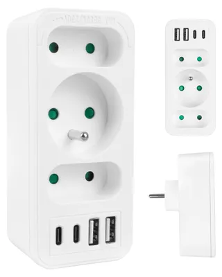 Immagine prodotto di Presa multipla Maclean con 3 prese, 4 porte USB, 2xUSB A, 2xUSB C PD 20W, 1x16A + 2x6A