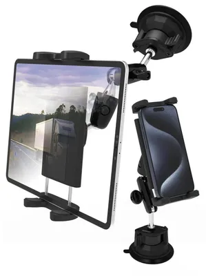 Image de Support à ventouse pour appareils lourds, compatible avec les tablettes et téléphones de 4 à 12,9 pouces, pour tableau de bord de voitures et de camions, en alliage d'aluminium, orientable à 360°