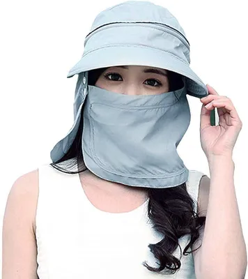 Produktbild von Outdoor-Sonnenhut mit UPF 50+ UV-Schutz, wasserdicht, atmungsaktiv, mit Gesichts- und Nackenschutz, faltbar, für Damen und Herren