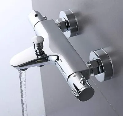 Obrázek produktu pro 38 ℃ Baterie pro vanu Termostatová sprchová baterie Zhuštěná PVD pozinkovaná Anti-Scald Bath Mixer Silver