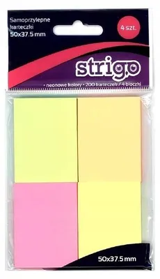 Produktbild von Strigo Haftnotizen Neon 50x38mm 200 Blatt für Schule & Büro