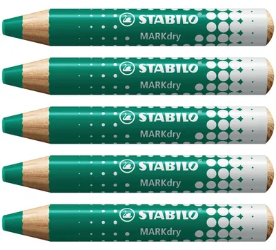 Produktbild von STABILO Whiteboard- und Flipchartmarker - MARKdry - 5er Pack - grün