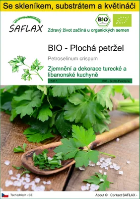 Obrázek produktu pro SAFLAX Kultivační sada - BIO - Plochá petržel - Petroselinum crispum - 600 Semena - S mini skleníkem, pěstebním substrátem a 2 květináči