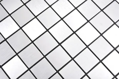 Produktbild von Handmuster Quadrat Alu Silver Silk Brushed Wand Fliesenspiegel MOS200-L7S_m