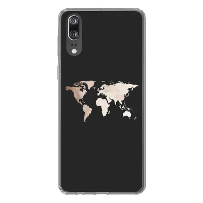 Produktbild von MuchoWow® Handyhülle Schutzhülle Hülle für Huawei P20 Weltkarte - Leder - Schwarz Silikon Softcase Handy Hülle - Hardcover