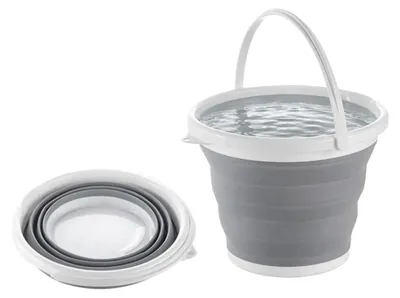 5L Silikon-Klapp-Eimer mit Griff, Pop-up, grau