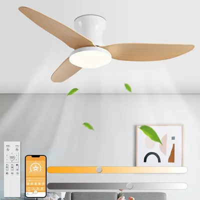 Obrázok produktu pre Stropný ventilátor s LED osvetlením, tichý, stropné svietidlo, ventilátor s diaľkovým ovládaním, priemer 107 cm, s možnosťou zmeny smeru otáčania, DC ventilátor, 6 rýchlostí, časovač vhodný do jedálne