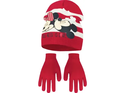 Obrázek produktu pro Červená čepice a rukavice Minnie a Mickey - velikost 54