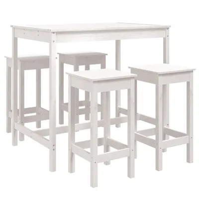 Produktbild von 5-tlg. Gartenbar-Set Weiß Massivholz Kiefer