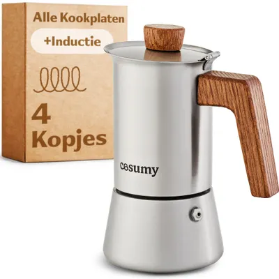 Immagine prodotto di Macchina per espresso a induzione per 4 tazze - Moka in acciaio inossidabile