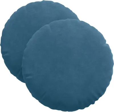 Produktbild von vidaXL Sitzkissen 2 Stück Blau Ø 40 x 13 cm Samt