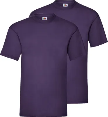 Produktbild von Doppelpack Fruit of the Loom Valueweight T-Shirt + GRATIS MyShirt Stoffbeutel Farbe: violett Größe: 3XL
