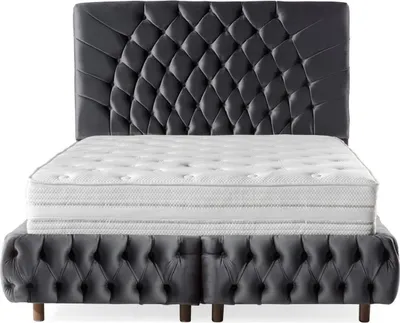Produktbild von Casa Padrino Luxus Doppelbett Grau / Braun - Verschiedene Größen - Modernes Bett mit Matratze - Schlafzimmer Möbel