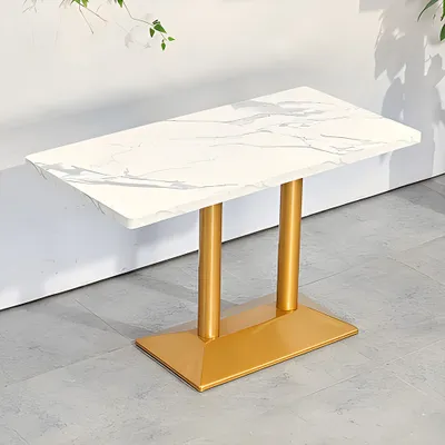 Produktbild von 360Home Gastronomiemöbel Cafe Bar Restaurants Hotel Einrichtung Quadratischer Tisch Bistrotisch Weiß gold HMJT 120*60*75cm D
