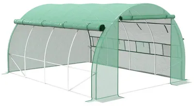 Produktbild von Tunnelgewächshaus - Begehbares Gewächshaus mit Rollwänden | Farbe: Grün | Abmessungen: 300x397x200 cm