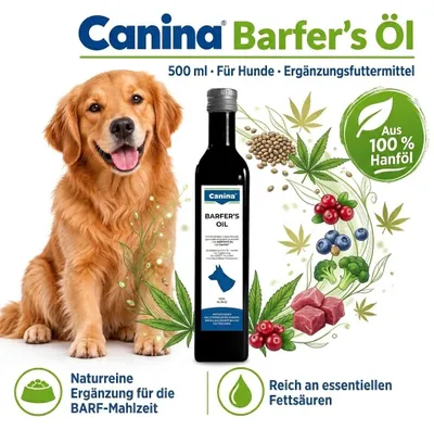 Produktbild von Canina Hanföl 500 ml für Hunde | Naturreines Hanföl für BARF