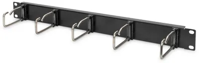Produktbild von Digitus Kabelrangierpanel mit Stahlbügeln für 482,6 mm (19")-Schränke, 1HE, Kabelmanagementtafel, Stahl, Schwarz, 1 Stück(e), 540 g
