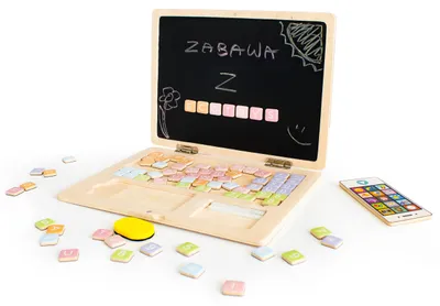 Obrázok produktu pre Drevený vzdelávací notebook ECOTOYS magnetická tabuľa