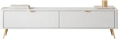 Produktbild von MIRJAN24 TV-Lowboard Lante 200 2D, TV-Schrank mit zwei Klappen, Metallfüße und Aluminiumgriffe (Farbe: Weiß)