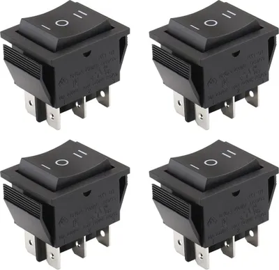 Produktbild von Kippschalter Ein-Aus-Ein DPDT (6 Pins) Schwarz 16A 250VAC (4 Stück) 3-Positionen Schalter für Elektronik Projekte