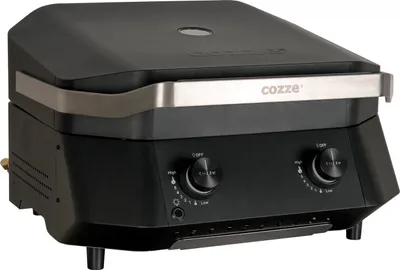 Produktbild von Cozze® Plancha P-500, Gasgrill mit gusseisener Grillplatte, Grillfläche 53.5 x 41.8 cm, Gerätemaße 37.8 x 59.7 x 58.9 cm, 5 kW, Stahl / Gusseisen, schwarz