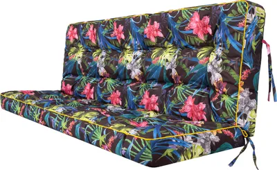 Produktbild von Hobbygarden Sitzkissen Bankkissen Bankauflage für Gartenbank Schaukelkissen Bodenkissen Kissen für Hollywoodschaukel Outdoor / Indoor - Pola - 180 cm - Bunte Bläter