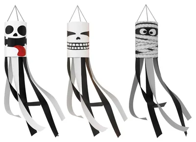 3 Halloween-Geister-Windsack-Flaggen, 100 cm, für Außen