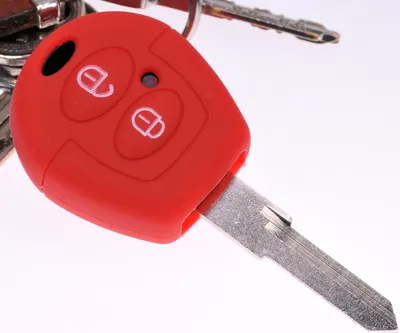 Produktbild von Auto Schlüssel Hülle Silikon Schutz Cover Rot kompatibel mit VW SEAT Skoda T4 Fox Sharan Polo Cordoba 2 Tasten Funk Fernbedienung