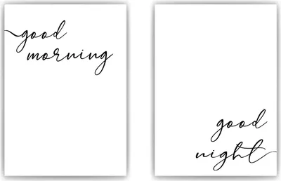 Produktbild von 2er Set Poster Good Morning Good Night Wandbild Schlafzimmer Bett Zuhause Wanddeko – A3 (29.7x42cm) / ohne Bilderahmen