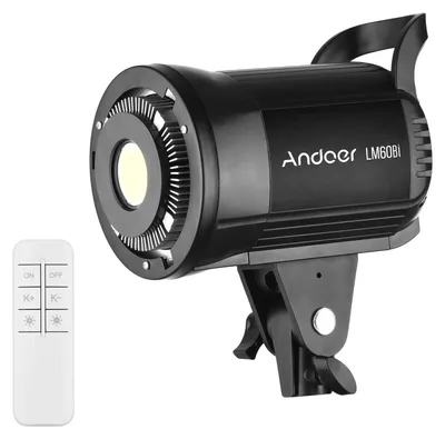 Zdjęcie produktu dla Andoer LM60Bi Przenośne światło wypełniające LED 60W Studio Video Light 2700K-5700K Ściemnialne światło ciągłe z mocowaniem Bowens i pilotem zdalnego sterowania do fotografii portretowej i ślubnej Nagrywanie wideo na żywo