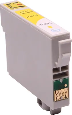 A yellow ink cartridge for an Epson printer.