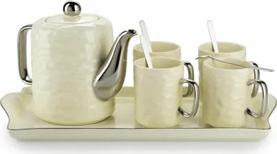 Produktbild von HowHomely Selena Strieborný riad na kávu - Elegantný dizajn, 6 kusov, krémová