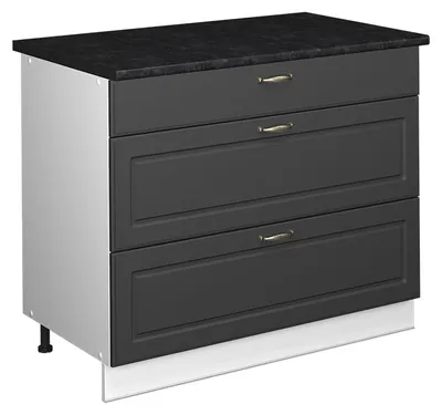 Produktbild von Küchenunterschrank Vicco Fame-Line Anthrazit-Gold Landhaus/Weiß 100 cm, AP Anthrazit, Model 61979