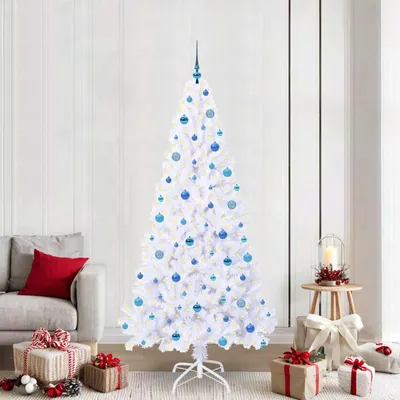 Image de Arbre de Noël artificiel blanc, 210 cm, en PVC et en acier. (Marque : Maison Exclusive)