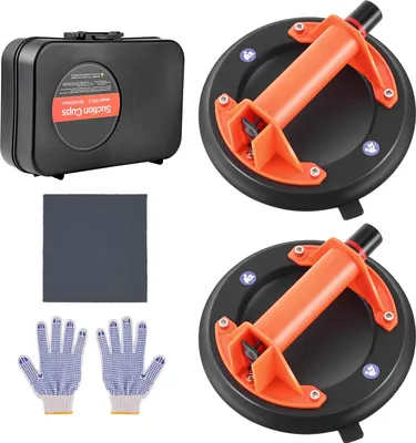 Immagine prodotto di SucceBuy Ventosa a vuoto, ventosa in vetro da 203 mm con robusta impugnatura in ABS, capacità di carico 180 kg, ventosa per piastrelle e utensile a ventosa con borsa per il trasporto, ideale per sollevare piastrelle, granito, pareti in cartongesso e finestre (confezione da 2)
