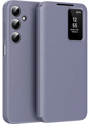 Obrázek produktu pro Kožené flipové pouzdro pro Samsung Galaxy A17 5G/4G, obal s funkcí Smart View okna a přihrádkou na karty Fialová
