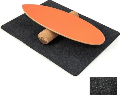 Obrázek produktu pro Dřevěná balanční deska Wobble Board s kolečkem a dekou Sada balanční desky 3 v 1 oranžová