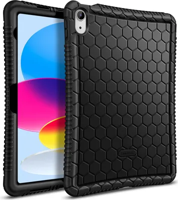 Produktbild von Fintie Silikon Hülle für iPad 11. Generation 11 Zoll 2025, iPad 10 Generation 10.9 Zoll 2022- [Bienenstock Serie] Leichte rutschfeste Stoßfeste Schutzhülle Tasche Case Cover, Schwarz