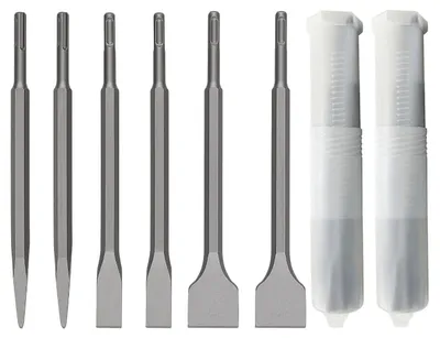 Imagen del producto de Juego de 6 herramientas de demolición: 2 cinceles de punta, 1 cincel plano de 20 mm, 1 espátula de 40 mm, longitud total de 250 mm, para trabajos de demolición