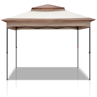 Produktbild von FCH 3.3 x 3.3 x 2.65M Pavillon Faltpavillon Gartenzelt Gartenpavillon mit Seitenwänden Popup Doppeldach, Khaki