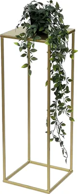 Obrázok produktu pre DanDiBo Kvetinová stolička Kovová zlatá hranatá M 62 cm Kvetinový stojan Bočný stolík 96406 Kvetinový stĺp Moderný stojan na rastliny Stolička na rastliny
