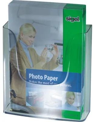 Produktbild von SIGEL LH115 Wand-Prospekthalter, DIN A4 (210x297 mm), 1 Fach, glasklar, Acryl