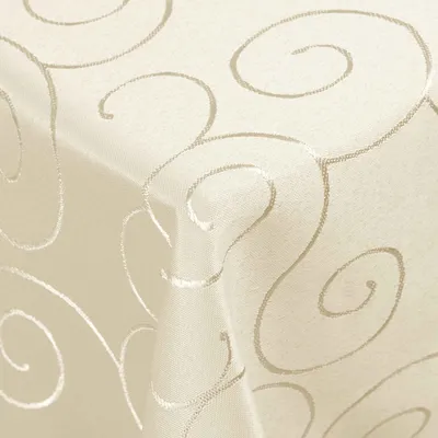 Produktbild von DecoHomeTextil Kringel Circle Tafeldecke Ornamente Damast Tischdecke Champagner Eckig 90 x 90 cm