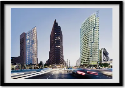 Produktbild von Bild - Bilderrahmen - 100 cm x 70 cm - MDF - Rahmen - Foto - Wandkunst Wolkenkratzer