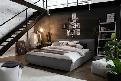 Produktbild von KAWOLA Bett CARLO Polsterbett Stoff anthrazit 160x200cm
