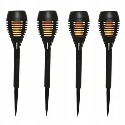 Image de Lampe torche solaire avec effet de feu LED 4 pièces