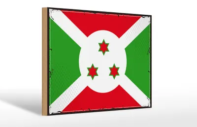 Produktbild von Holzschild Flagge Burundis 30x20cm Retro Flag of Burundi
